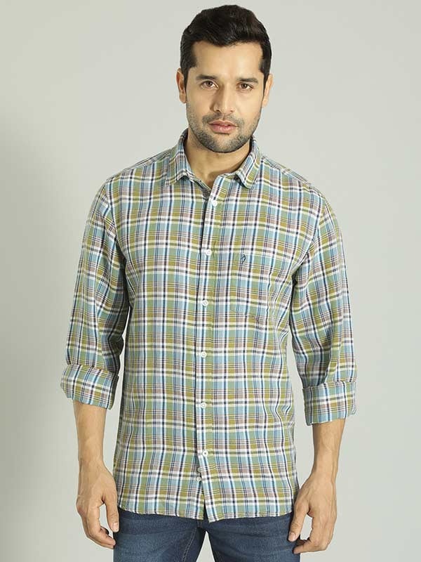 Indian Terrain Men Checkered Green Shirt